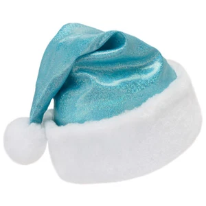 Sparkly Light Blue Santa Hat - Child Kid Teen Adult Xmas Christmas Costume Party - Picture 1 of 3