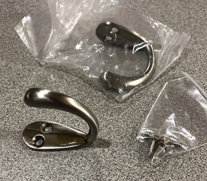 (Lot of 4) Satin Stainless Steel Hooks Coat Robe with mounting screws - Picture 1 of 2