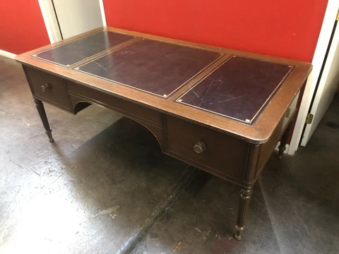 Kittinger Mahogany Color Desk With Gold Tooling - Used In Good Condition Cover
