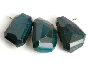 Bi Color Blue Green Chalcedony Freeform Briolette Beads - Picture 1 of 9