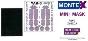 Montex 1/48 YAKOVLEV Yak-3 CANOPY PAINT MASK Zvezda - Picture 1 of 1