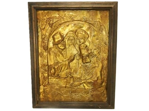 Repousse Metallbild im abgeschrägten Holzrahmen, Sängergruppe, #PIC-02 - Bild 1 von 5