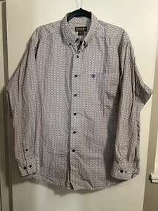 Ariat Mens White Western Button Up Collard Shirt Size XL Long Sleeve Collared - Picture 1 of 3