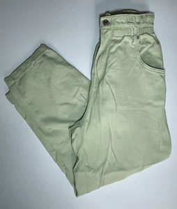 Bershka Jeans Größe 10 Damen hellgrün spitz zulaufend Bündchen Säume lockere Passform elastisch - Bild 1 von 11