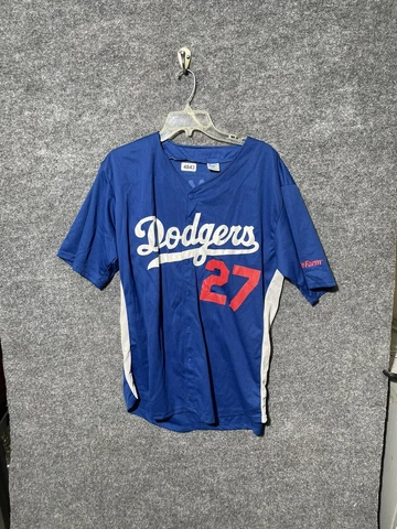 Los Angeles LA Dodgers Matt Kemp 27 Baseball Jersey Button Up Blue XL SGA Cover