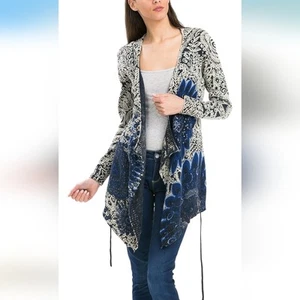 Neu mit Etikett Desigual lange Strickjacke mit lockerer Passform Gr. Small Lagenlook Wasserfall Hippie - Bild 1 von 11