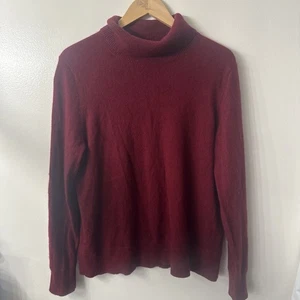 Lands End 100% Cashmere Turtleneck Sweater XL 18 Petite Maroon Soft Holidays - Picture 1 of 7