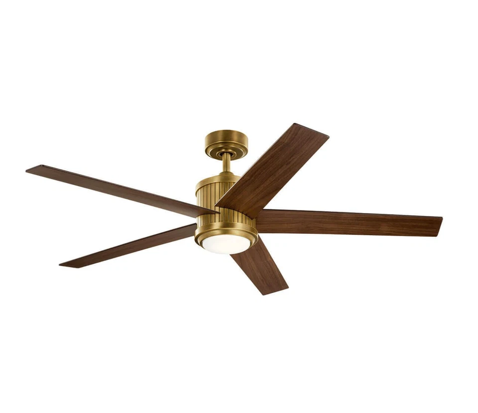 Kichler 300044 Brahm 56" 5 Blade Indoor LED Ceiling Fan - Brass COMPLETE READ - Image 1 of 4