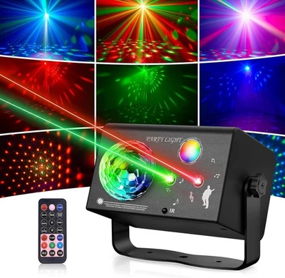 Vicalo Disco Party Light RGB 3-in-1 Strobe Projector w/ Remote, Sound-Activated - Image 1 of 4