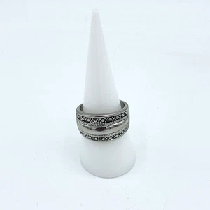 Wide Silver Tone Wide Band Ring Size 9 - Picture 1 of 7