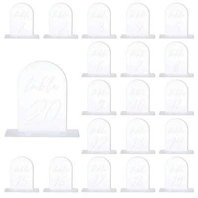 Arch Table Numbers 1-20 6"x4" Acrylic Display Sign with Stand Frosted White - image 1 of 4