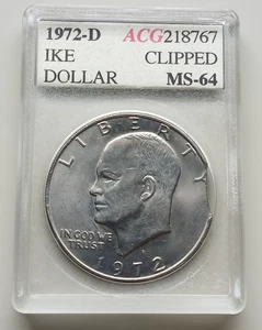 1972 D Curved Clip Ike Dollar ACG MS64 OLD HOLDER - Picture 1 of 2