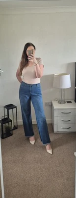 Womens Wide Leg Dark Blue Denim Jeans Size EU 40 UK 12 American Soft Jeans - Image 1 of 4