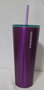Vaso frío estriado Starbucks 2022 San Valentín púrpura 24 oz acero inoxidable - Imagen 1 de 3