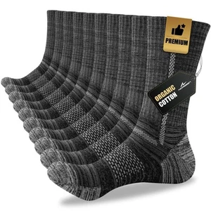 Men's Cotton Crew Work Socks, 5 Pairs Cushioned Boot Socks, Moisture Wicking ... - Picture 1 of 9