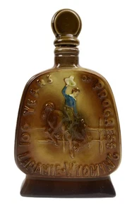 VINTAGE 1968 WYOMING CENTENNIAL JUBILEE LARAMIE JIM BEAM DECANTER 11" - Picture 1 of 10