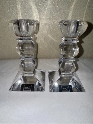 2 Mikasa Lead Crystal Candlesticks Expose 5.75” X 3” Candle Holder Taper - Image 1 of 4