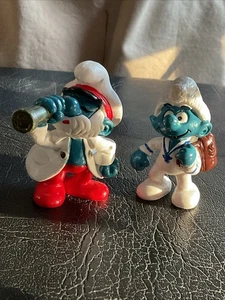 Vintage Kapitän Papa Schlumpf & Matrose / Marine Schlumpf PVC Figur Figuren - Bild 1 von 5