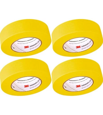 3M 06654 Yellow 1.5" Tape Auto Paint Masking 6654 Overspray Refinish (4 ROLLS) - Image 1 of 4