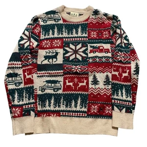 Acogedor suéter de lana de Navidad Kiel James Patrick rojo verde árbol de Navidad mediano  - Imagen 1 de 7
