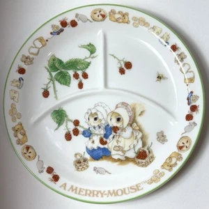 Plato de porcelana dividido para niños Gorham A Merry Mouse 1983 Priscilla Hillman de colección - Imagen 1 de 12