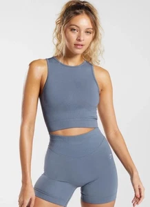 Gymshark Sweat Seamless Back Cut Out Midi Tank Sports Bra Top Athleisure Size M - Picture 1 of 12