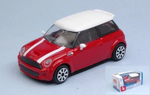 BBURAGO BU30257R MINI COOPER S RED W/WHITE ROOF 1:43 Modellino - Foto 1 di 1