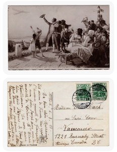 Germany 1913 Early Airplane / Paris Motor Show - France - Postcard to BC Canada -