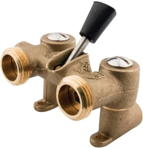 1/2" Sweat Inlet x 3/4" Hose Thread, Dual Outlet Washing Machine Shut off Valve, - Picture 1 of 2