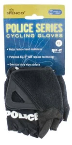 Guantes acolchados de medio dedo SPENCO POLICE RIP-IT X-Small para ciclismo negros NUEVO - Imagen 1 de 4