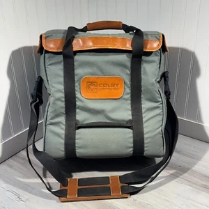 VTG Colby Computer College Desktop Tower Computer Carrying Case Canvas Leather - Photo 1/13