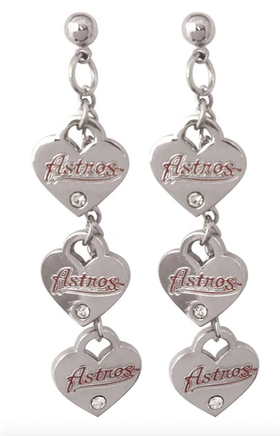 Houston Astros Triple Heart Post Earring Cover
