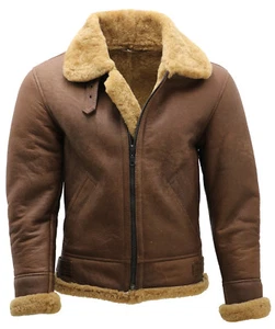 Chaqueta de aviador volador de cuero bombardero marrón B3 piel de oveja Guerra Mundial 2 marrón B3 - Imagen 1 de 10