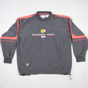 CCM Chicago Blackhawks Mens Large Windbreaker Pullover Jacket Hockey NHL Vented - Picture 1 of 18