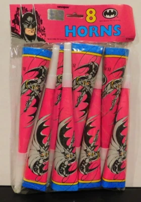 Cuernos de fiesta vintage DC BATMAN 1 paquetes 8 bocinas 1992 NUEVO en paquete Foto 1 de 4