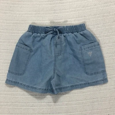 Guess Kids Denim Shorts Rhinestone Pockets Elastic Waist Pull On Size 10/12 - Image 1 of 4