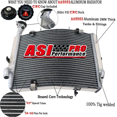 ASI Aluminum Water Radiator For 2006-2012 2011 Triumph Daytona 675 675R SE - Image 1 of 4