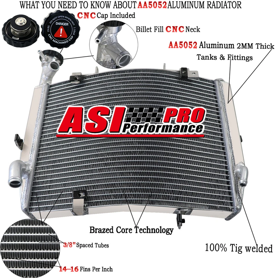 ASI Aluminum Water Radiator For 2006-2012 2011 Triumph Daytona 675 675R SE - Imagem 1 de 4
