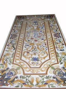 72" x 48" Marble Table Top Pietra dura Semiprecious Stones Inlay Home Decorative - Picture 1 of 3