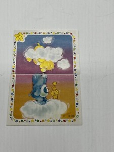 1985 Care Bears Sticker Trading Card 157 & 158 Panini Puzzle Bedtime Funshine