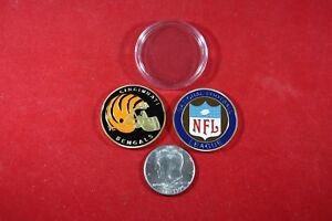NFL Football Team Coin: Cincinnati BENGALS w/ Hard Case Poker Card Protector