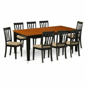QUAN9-BCH-C 9 PC Dining set-Dining Table with 8 Wood Dining Chairs - Picture 1 of 4
