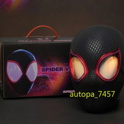 Spider Man Mask Movable Eyes Miles Morales Remote Ring Control Cosplay Props New - Image 1 of 4