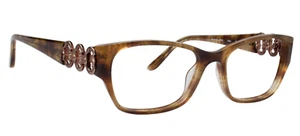 NEU Badgley Mischka Elise Brillengestell 52-17-135 mm braun Horn - Bild 1 von 2