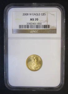2008-W $5 American 1/10th Burnished Gold Eagle ~ NGC MS70 ~ Rare Gold Eagle Coin - Picture 1 of 2