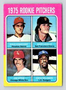 1975 Topps Card, #624 Doug Konieczny, Gary Lavelle, Jim Otten & Eddie Solomon