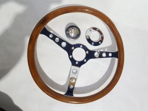 1988 Alfa Romeo Spider Veloce OEM Steering Wheel Minor Wear Wood Grain - Picture 1 of 12