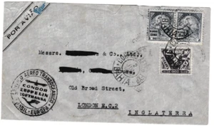 NS24 BRASIL 1936 CONDOR ZEPPELIN CORREO AÉREO CUBIERTA A GRAN BRETAÑA BUENAS CANCELACIONES - Imagen 1 de 2