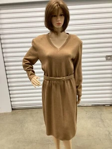 Vintage St. John Marie Gray Brown Sweater Dress Size 14 - Picture 1 of 6