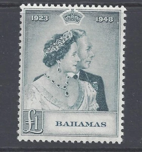 BAHAMAS GVI 1948 KÖNIGLICHE SILBER HOCHZEIT £1 SCHIEFERGRÜN NEUWERTIG NIE KLAPPBAR SG 195 - Bild 1 von 2